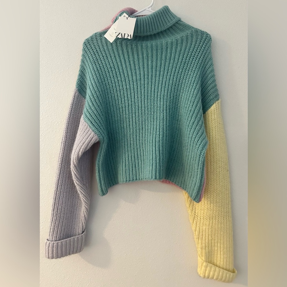 Zara sz 13-14 y big girl  Colorblock Turtleneck Sweater